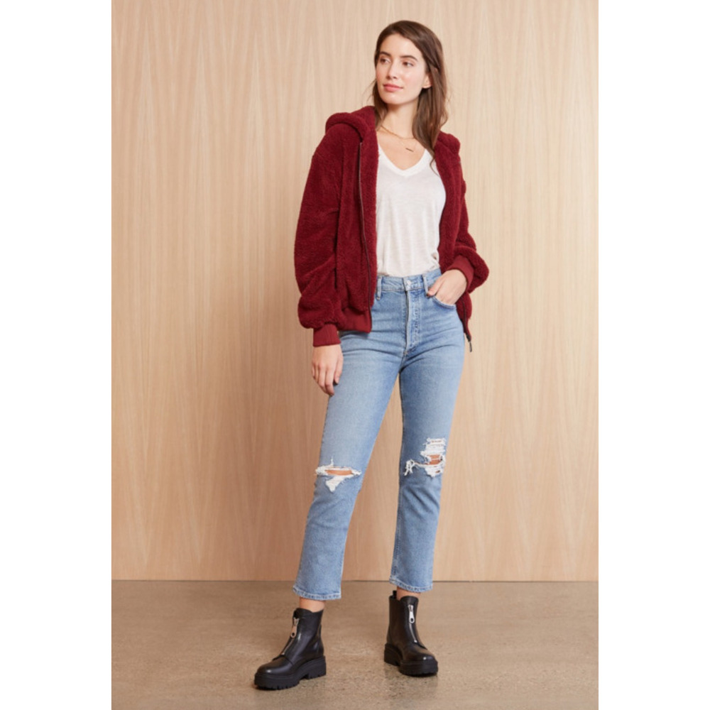 EVEREVE BLANKNYC NWT Cozy Full Zip Hoodie Sweatshirt Jacket in Red // XS - Picture 3 of 10